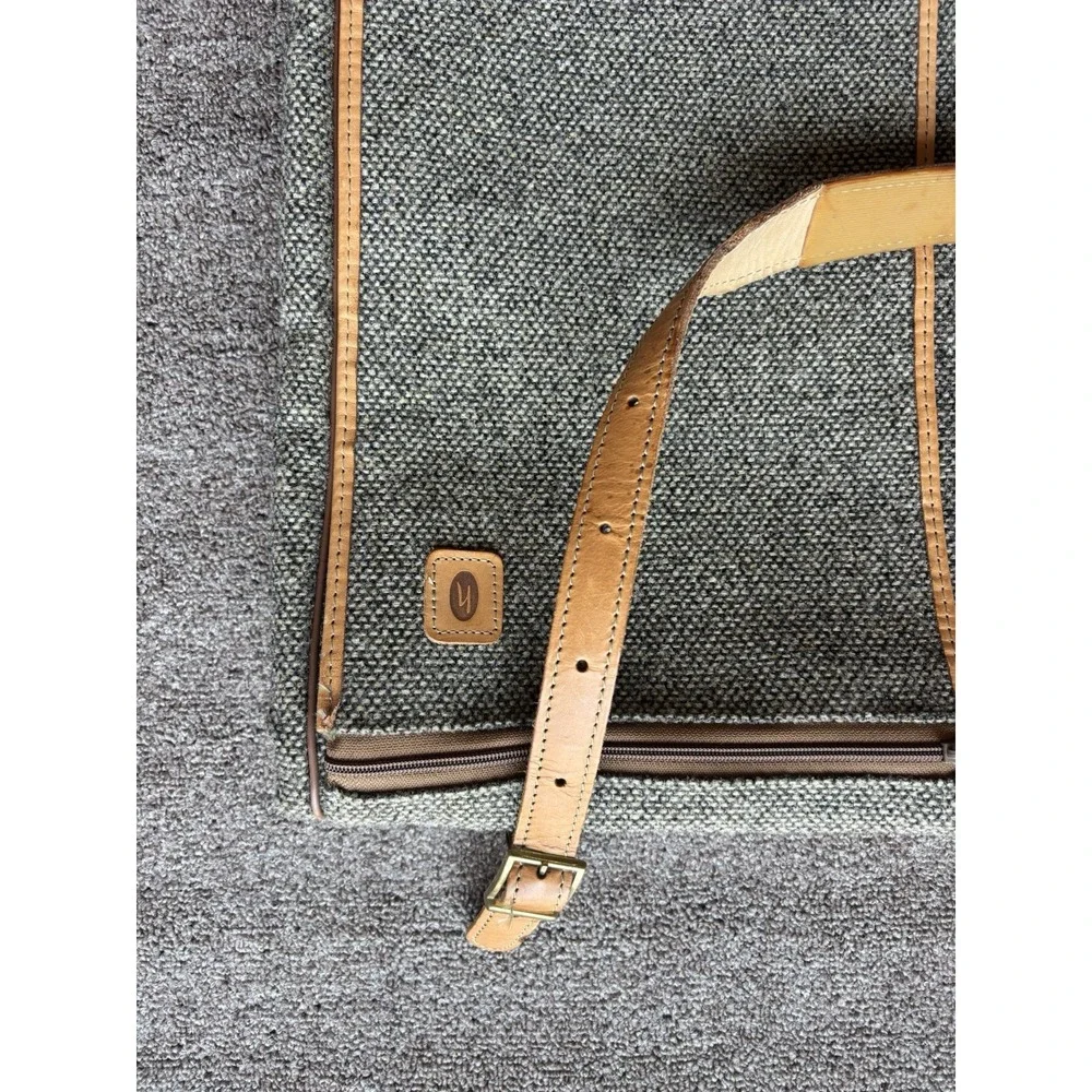 Hartmann Tan Tweed Garment Bag⭐️W/ Leather Trim and Shoulder Strap for Travel⭐️